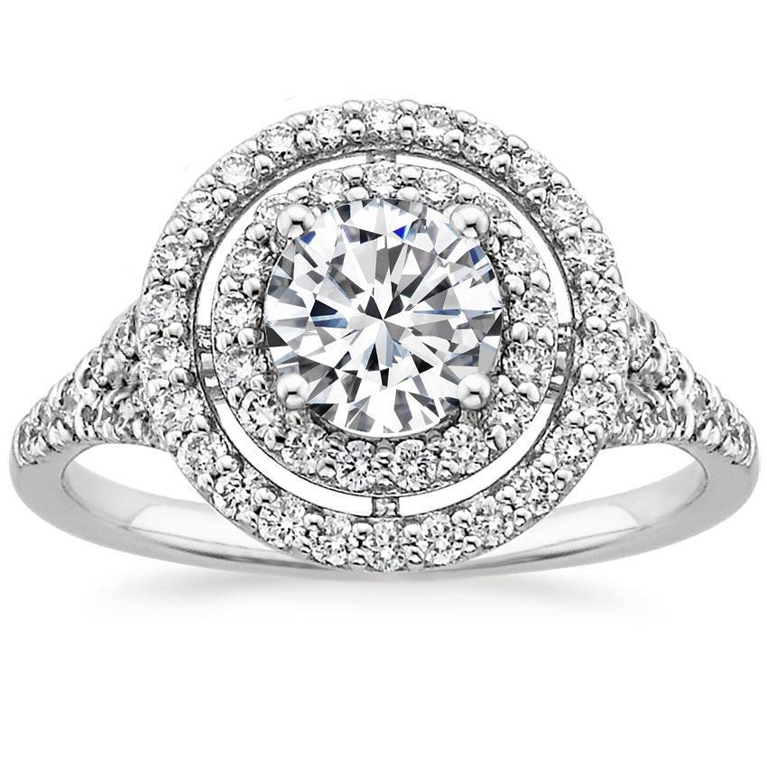 Harry Chad Enterprises 65035 2.50 CT Double Halo Diamond Engagement Ring&#44; 14K White Gold - Size 6.5