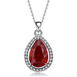 Harry Chad Enterprises 64907 2.25 CT Pear Cut Red Ruby with Diamond Necklace Pendant