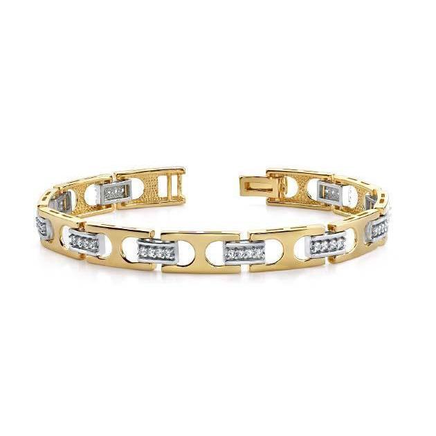 Harry Chad Enterprises 59840 Mens Two Tone Gold 14K Diamond 2.20 CT Fine Bracelet