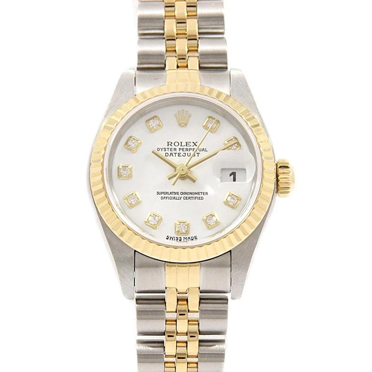 Harry Chad Enterprises 70085 Ladies Rolex Datejust Two Tone Stick Diamond Dial Watch