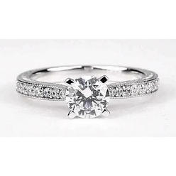 Harry Chad Enterprises 62864 1.50 CT Solitaire with Accents Channel Set Round Diamond Ring&#44; Size 6.5