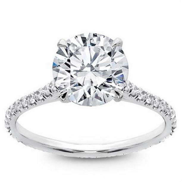 Harry Chad Enterprises 63525 3.51 CT Solitaire Accented Brilliant Cut Diamonds Wedding Ring&#44; Size 6.5