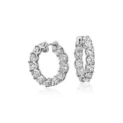 Harry Chad Enterprises 50795 3.36 CT Round Brilliant Cut Diamonds Ladies White Gold Hoop Earrings