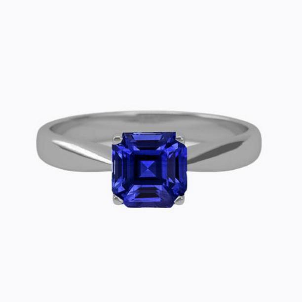 Harry Chad Enterprises 68695 1.50 CT White Gold Asscher Cut Sapphire Jewelry Solitaire Ring&#44; Size 6.5
