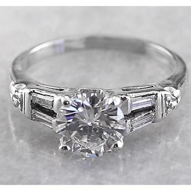 Harry Chad Enterprises 58618 2 CT Round Diamond Engagement Ring, 14K White Gold - Size 6.5