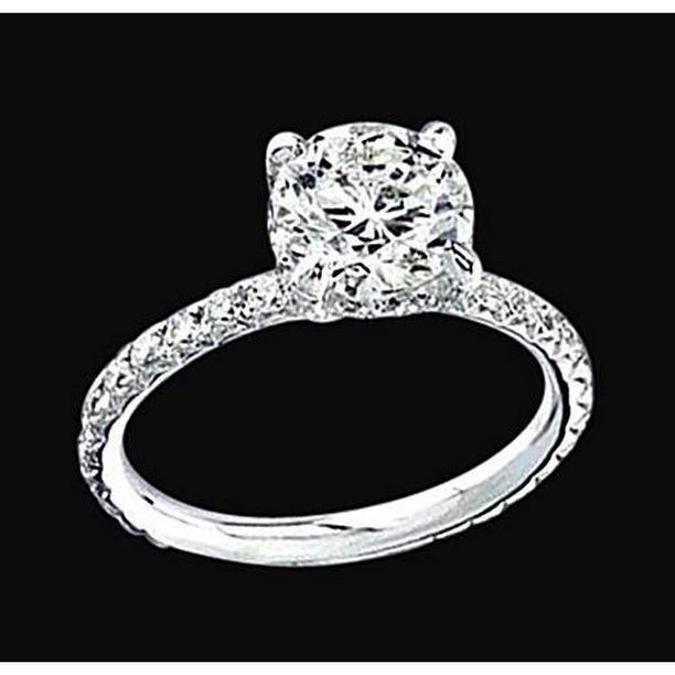 Harry Chad Enterprises 65007 1.51 CT Solitaire with Accents Diamond Ring, White Gold - Size 6.5
