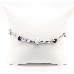 Harry Chad Enterprises 56501 9.54 CT Heart Shape Purple Amethyst & Opal Diamond Bracelet
