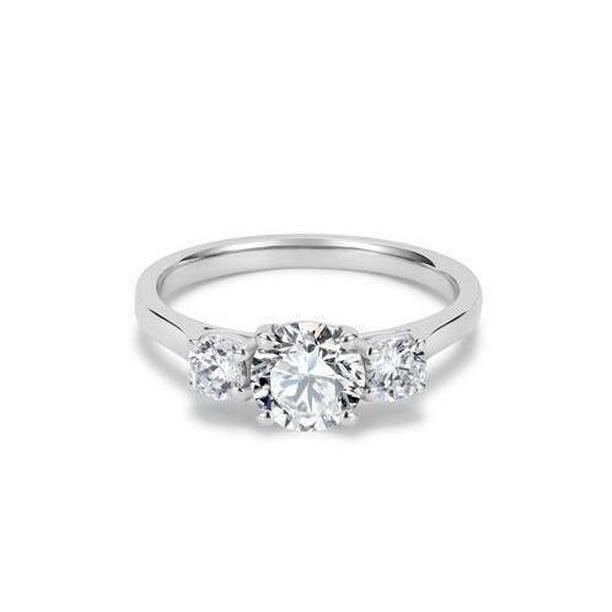 Harry Chad Enterprises 65108 3 CT Diamonds Three Stone Engagement Ring&#44; 14K White Gold - Size 6.5