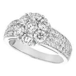 Harry Chad Enterprises 15834 2.02 CT Round Diamond Flower Style White Gold Anniversary Ring&#44; Size 6.5