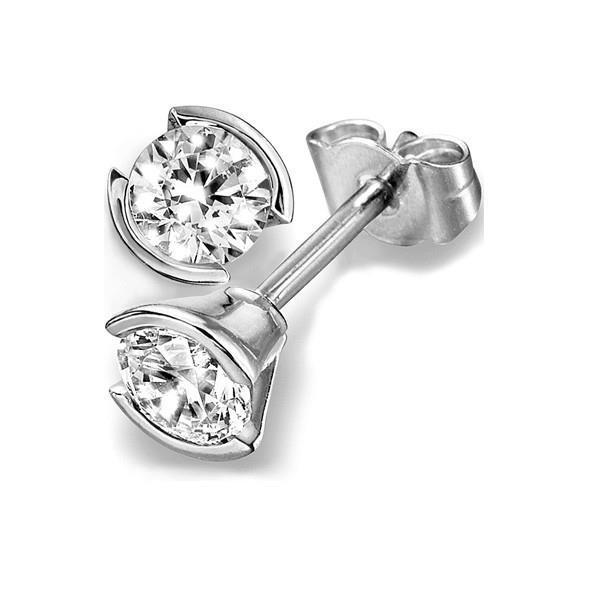 Harry Chad Enterprises 63316 1.70 CT Round Cut Bezel Setting Solitaire Diamond Stud Earring, Gold