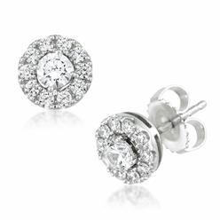 Glitter Sparkling Brilliant Cut 2.40 CT Diamonds Ladies Halo Stud Earrings