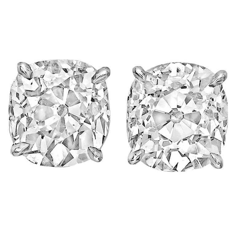 Harry Chad Enterprises 64609 4 CT Old Miner Diamond Stud Earrings&#44; 14K White Gold