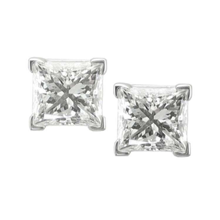 Harry Chad Enterprises 42315 3 CT Princess Cut Diamond Stud Earring&#44; 14K White Gold