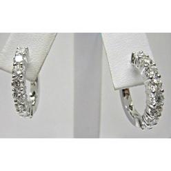 Harry Chad Enterprises 41309 2 CT Round Diamond Hoop Earring, 14K White Gold