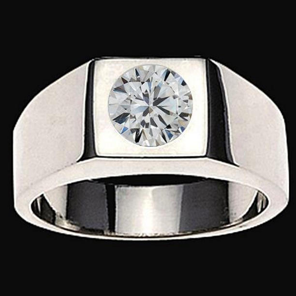 Harry Chad Enterprises 38371 1 CT F VS1 Diamond Mens Solitaire Ring&#44; 14K White Gold - Size 8