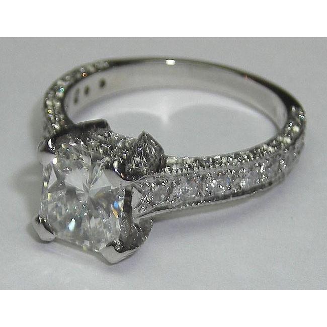 Harry Chad Enterprises 2970 3 CT Princess Cut Pave Fancy Diamond Solitaire Ring with Accents, Size 6.5