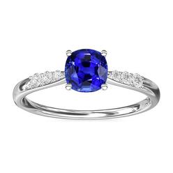 Harry Chad Enterprises 68185 2 CT Blue Sapphire Diamond Cushion Engagement Ring&#44; White Gold - Size 6.5