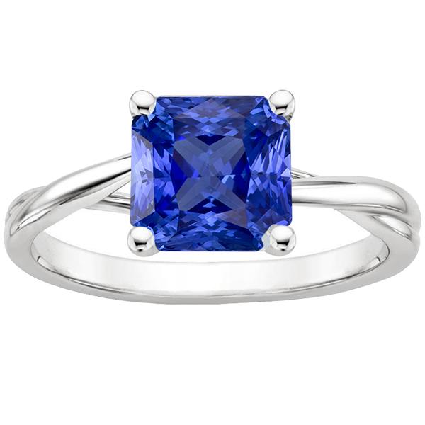 Harry Chad Enterprises 68397 3 CT Solitaire Radiant Blue Twisted Style Sapphire Ring, Size 6.5