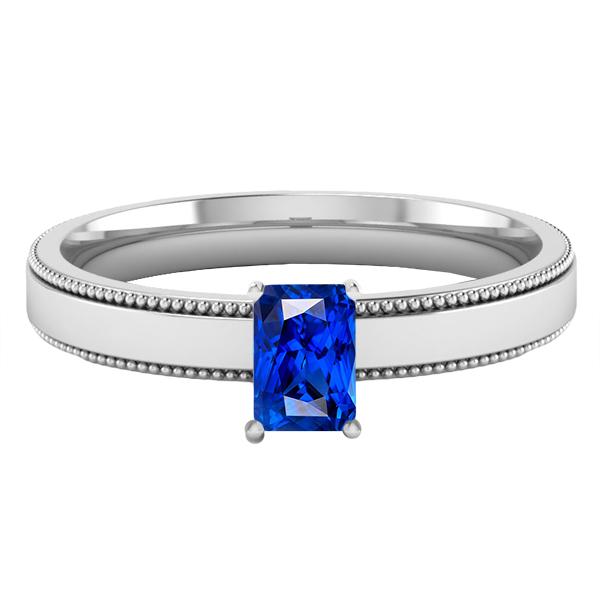 Harry Chad Enterprises 68332 White Gold Solitaire Ceylon 1.50 CT Milgrain Shank Sapphire Ring, Size 6.5