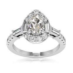 Harry Chad Enterprises 69879 4.15 CT Halo Pear Old Miner Diamond Ring with Accents&#44; Size 6.5