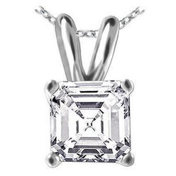 Harry Chad Enterprises 57915 3 CT Asscher Cut Solitaire Diamond Ladies Pendant&#44; 14K White Gold