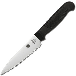 Spyderco K05SBK Paring Knife Sermollan Handle Serrated- Black