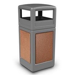 Commercial Zone Products Commercial Zone 720447K 42 gal StoneTec Dome-Lid Square Waste Container&#44; Gray with Sedona Panels