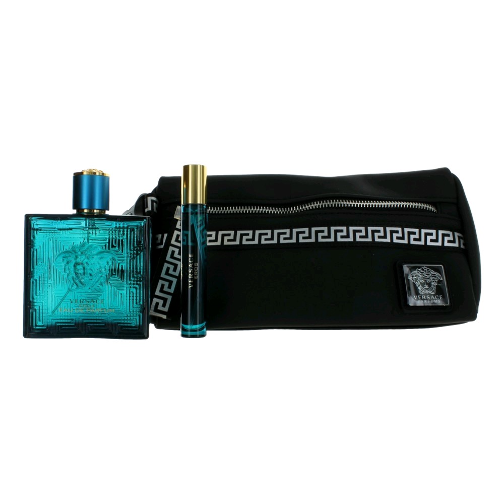 Versace amgvere322p Eros Perfume Gift Set with Pouch for Men&#44; 3 Piece
