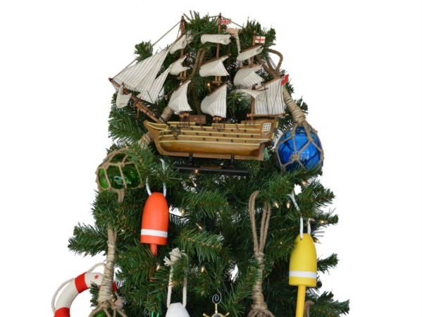 Handcrafted Model Ships A0106-XMASS Wooden Hms Victory Model Ship Christmas Tree Topper Decoration