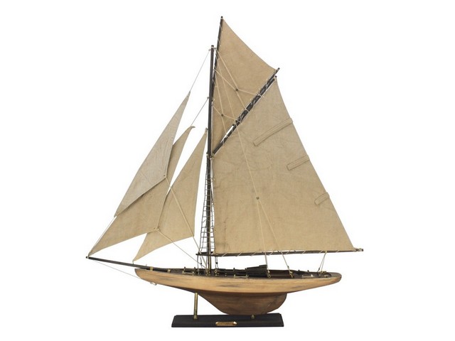Handcrafted Decor R-Columbia-30 Wooden Rustic Columbia Model Sailboat Decoration Limited- 30 in.