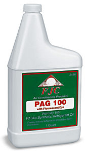 FJC Inc FJC FJC2496 PAG-100- Synthetic PAG Refrigerant Oil with U/V Dye for R134a- Quart Bottle