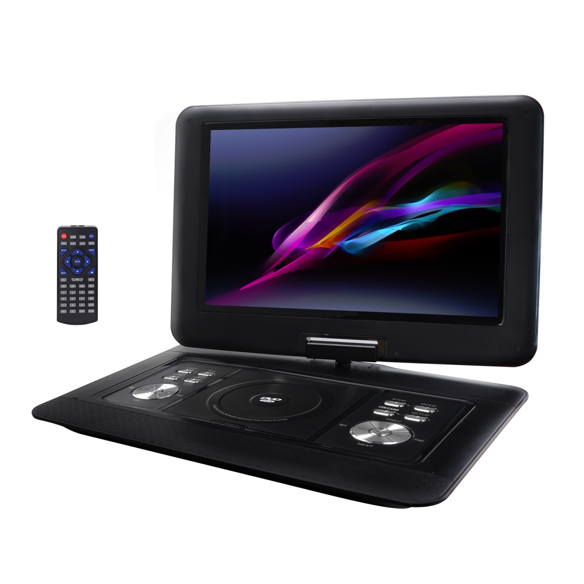 Trexonic TR-X1480 13.3 in. Portable DVD Player with Swivel TFT-LCD Screen&#44; USB&#44; SD & AV Inputs - Black