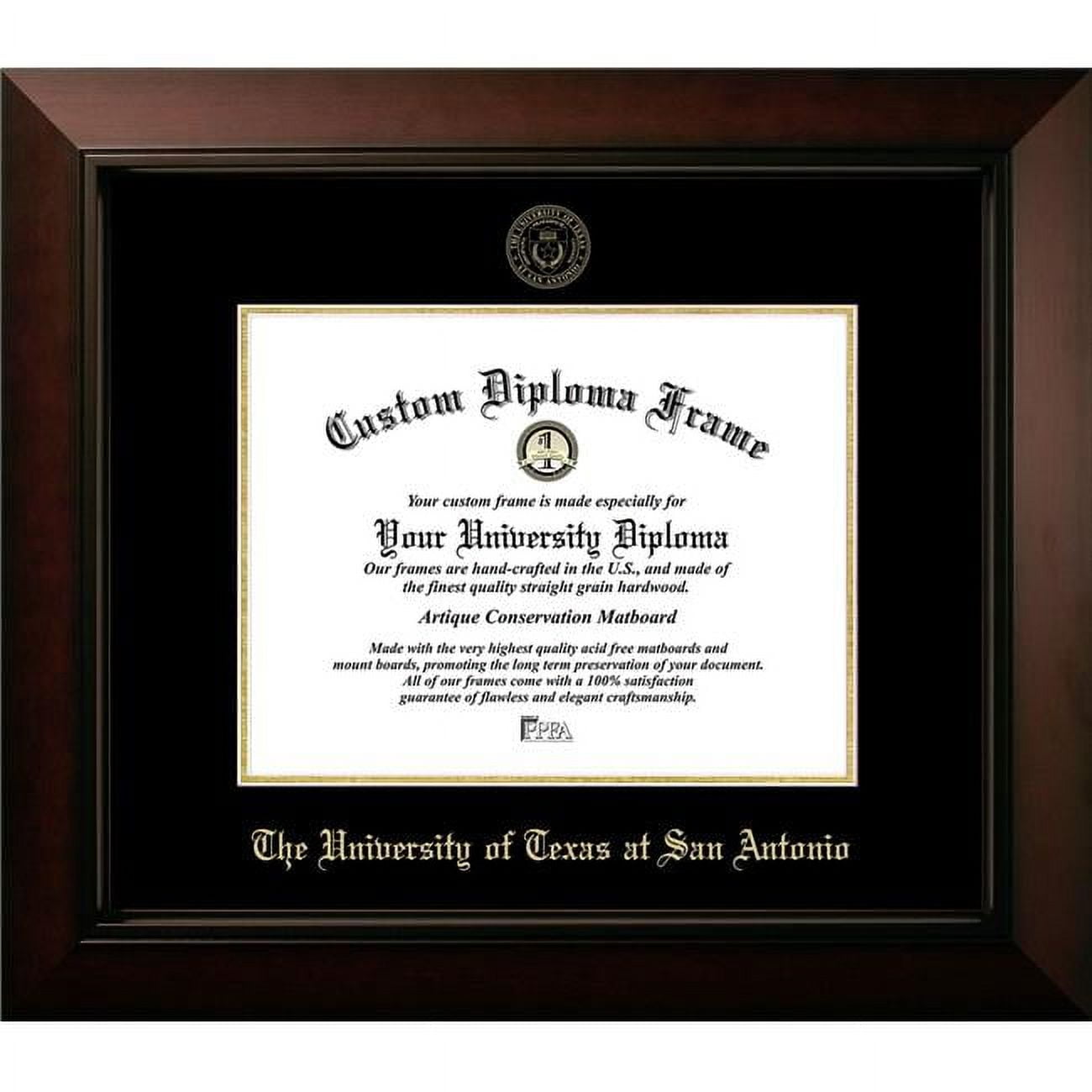 Campus Images TX948LBCGED-1411 14 x 11 in. University of Texas&#44; San Antonio Legacy Embossed Diploma Frame&#44; Black Cherry & Gold