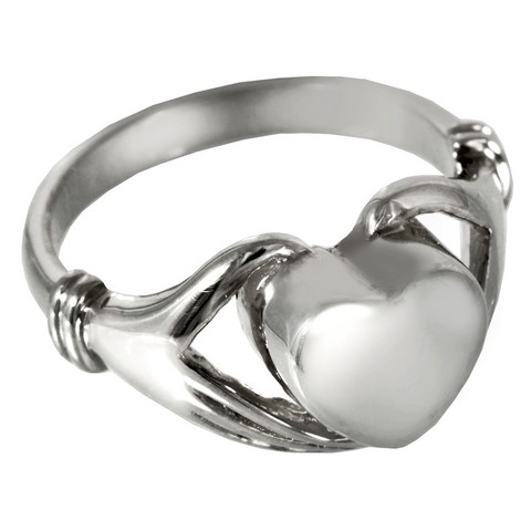Memorial Gallery 2002s-7 Cremation Jewelry Sterling Silver Heart Ring - Size 7
