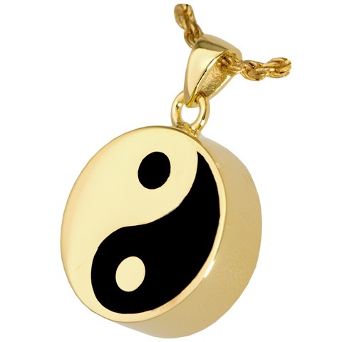 Memorial Gallery MG-3246gp Cremation Jewelry Yin Yang Double Compartment 14K Gold Plating Pendant