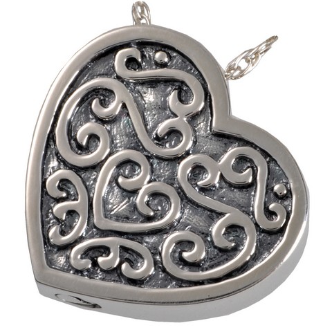 Memorial Gallery 3112a filigree slide heartYG Cremation Jewelry Filigree Slide Heart 14 K Solid Yellow Gold Pendant