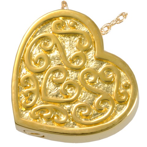 Memorial Gallery 3112a filigree slide heartWG Cremation Jewelry Filigree Slide Heart 14 K Solid White Gold Pendant