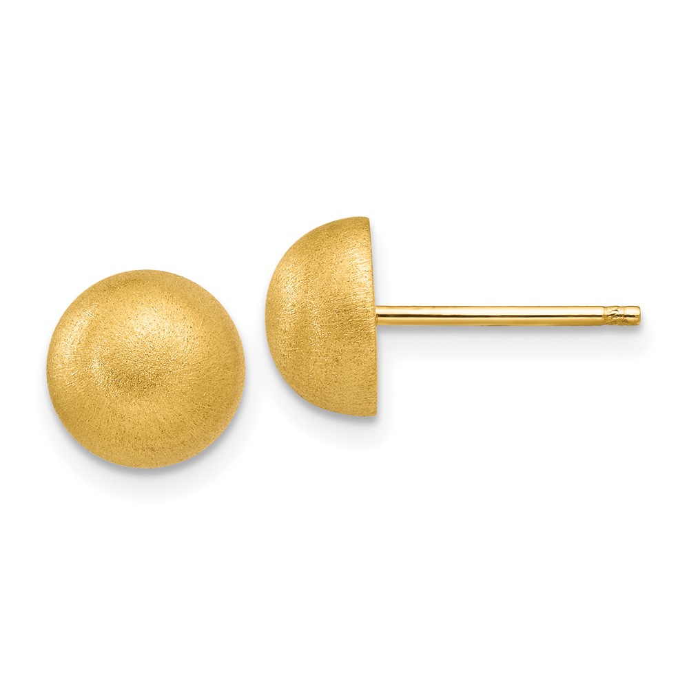 Quality Gold Z1203 14K 8.00mm Yellow Gold Hollow Satin Half Ball Post Earrings