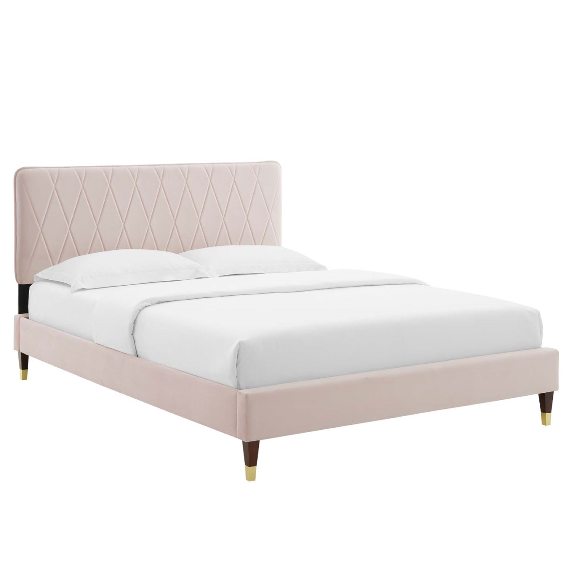 Modway Furniture MOD-6929-PNK 54-58 x 63.5 x 87 in. Phillipa Performance Velvet King Size Platform Bed&#44; Pink