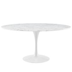 FurnOrama Lippa 60 in. Artificial Marble Dining Table, White
