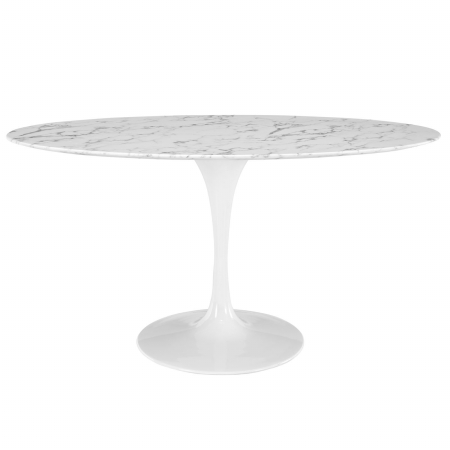 East End Imports EEI-1135-WHI Lippa 60 in. Oval-Shaped Artificial Marble Dining Table, White