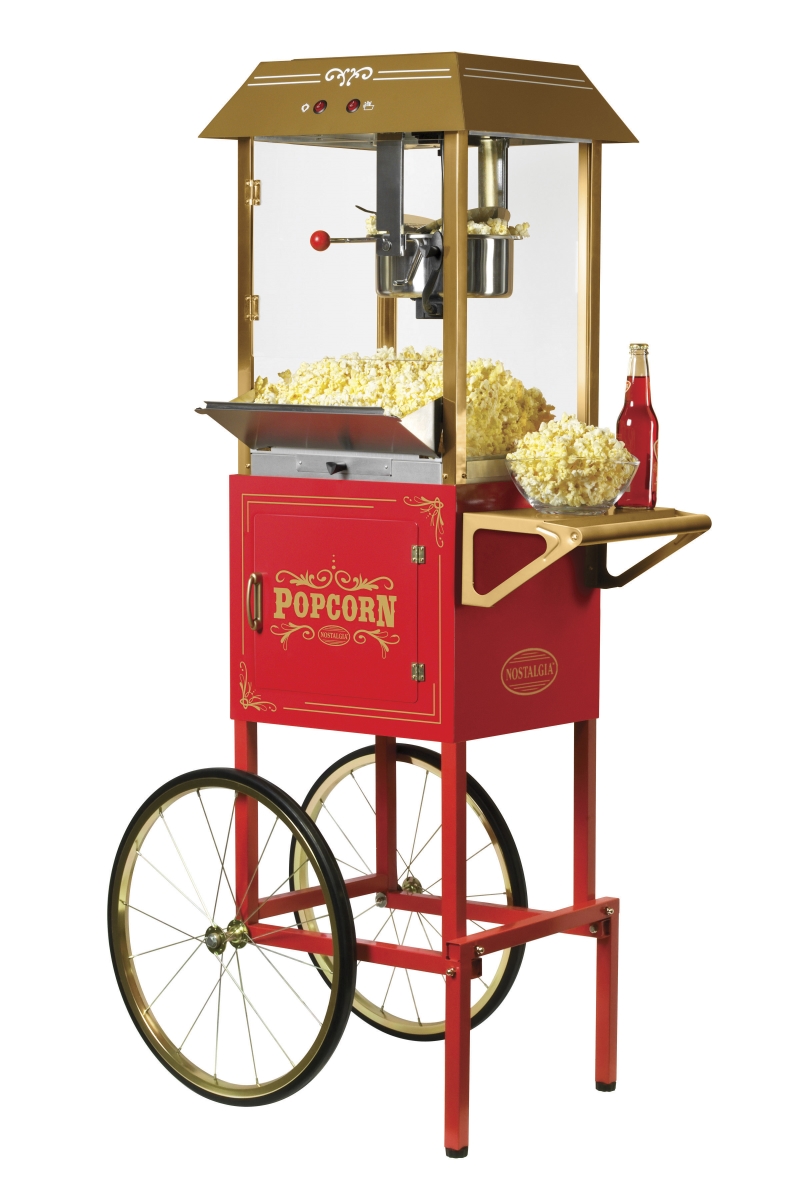 Nostalgia NKPCRT10RD Vintage 10 oz Commercial Popcorn Cart&#44; Red - 59 in. Tall