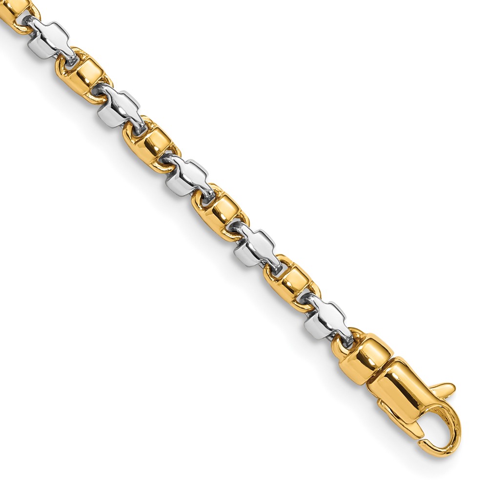 Finest Gold 14K Two-Tone 2.6 mm Hand-Polished Fancy Link Bracelet - Size 8