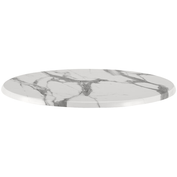 Holland Bar Stool OD36RWM 36 in. Dia. White Marble&#44; Indoor & Outdoor All-Season Round Enduro Table Top&#44; White & Marble Satin