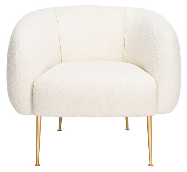 Safavieh SFV4503F Alena Accent Chair&#44; Ivory & Gold
