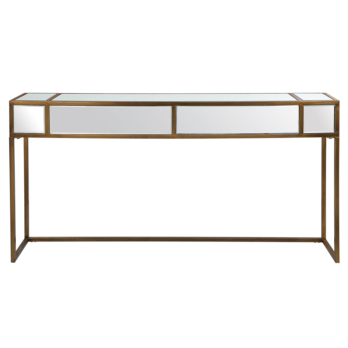 UtterMost 25286 62 in. Reflect Wall Mirrored Console Table&#44; Brushed Aged Gold