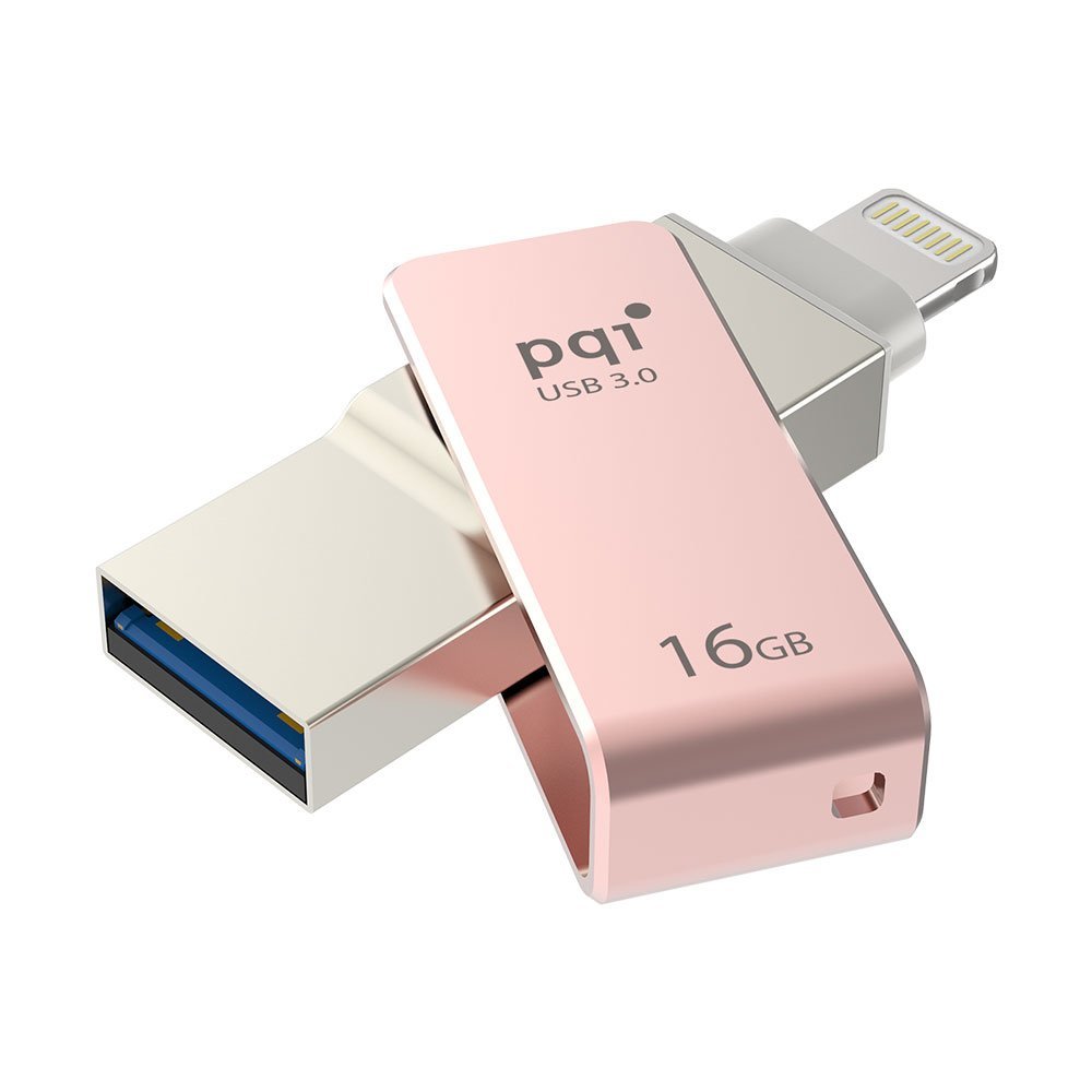 PQI 6I04-016GR3001 iConnect Mini Apple MFi 16 GB Mobile Flash Drive with Lightning Connector for iPhones, iPads, Mac & PC USB 3.0 -