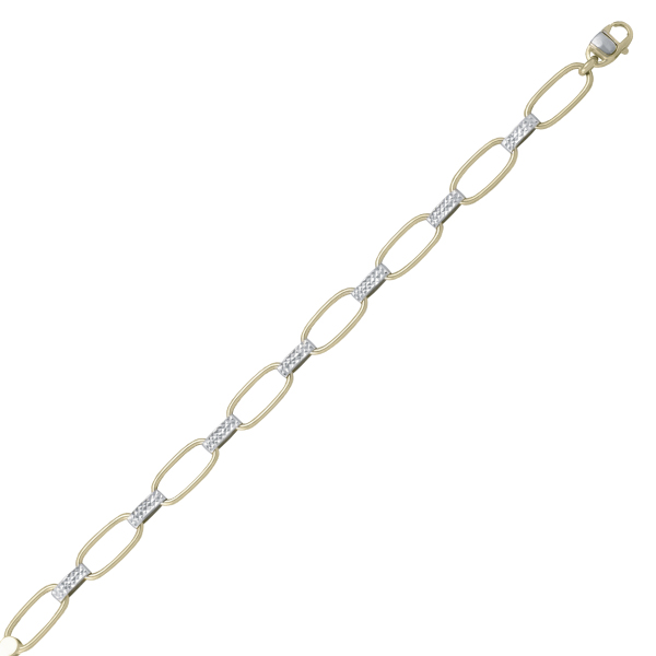 The Gem Collection 7.5 in. 10K Silver & Gold Oval Shaped Link Bracelet