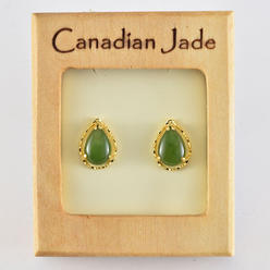 Cheri Jadore EWES304-Y Canadian Nephrite Jade Gold Plated Stud Earrings