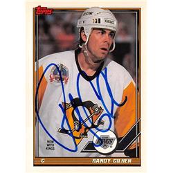 Autograph Warehouse 689089 Randy Gilhen Autographed Pittsburgh Penguins Traded LA Kings 1991 Topps No.418 Hockey Card